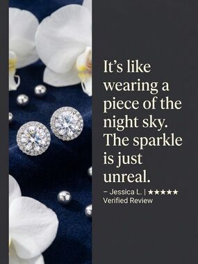 Classic Round Clear Moissanite Halo Stud Earrings - Silver